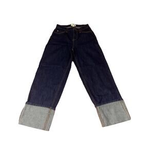 Kate Spade x Target Dark Wash Cotton Wide Leg Jeans Cuffed Straight Leg Size 0